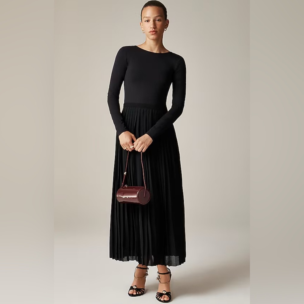 J. Crew Pleated Ballet Maxi Dress Black